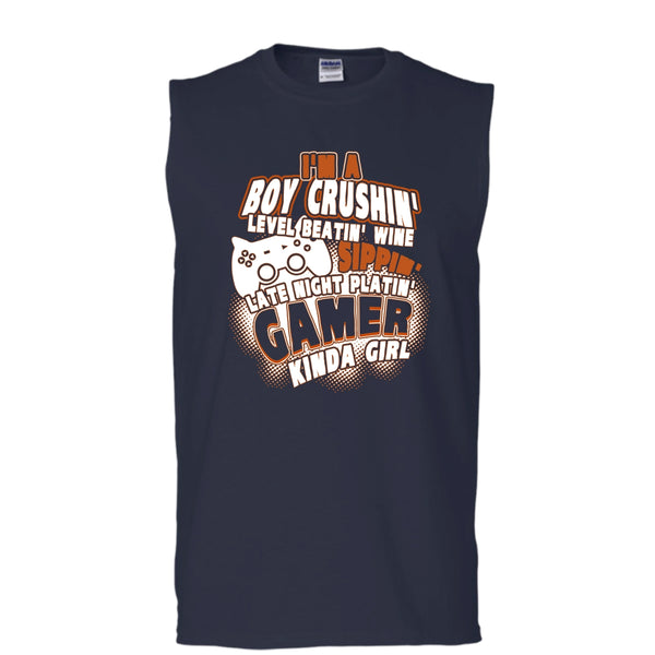 I'm A Boy Crushin' T Shirt, Gamer Kinda Girl Tank Top (Men's Cotton Sleeveless)