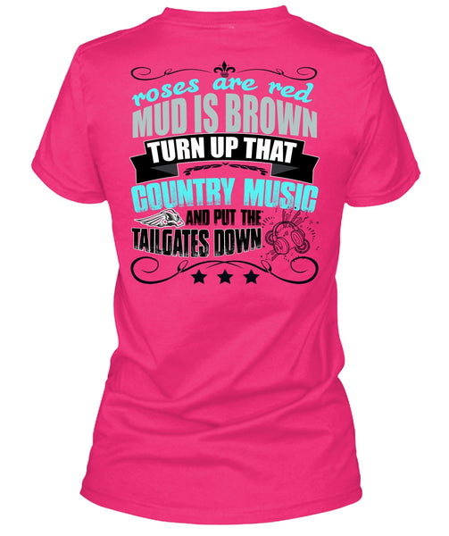 Country Music And Put The Tailgates Down T Shirt, My Favorite T Shirt, Cool Shirt (Ladies LS Heather V-Neck)