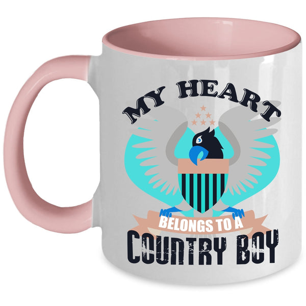 Cool Couple Coffee Mug, My Heart Belongs To A Country Boy Accent Mug