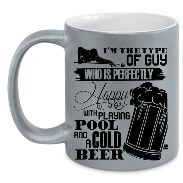 Cool Dad Coffee Mug, Happy With Playing Pool And A Cold Beer Accent Mug