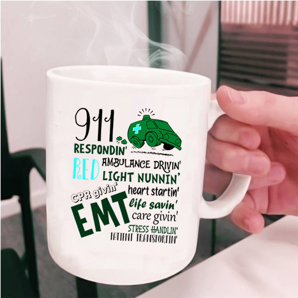 Ambulance Driving Coffee Mug, 911 Responding Cup