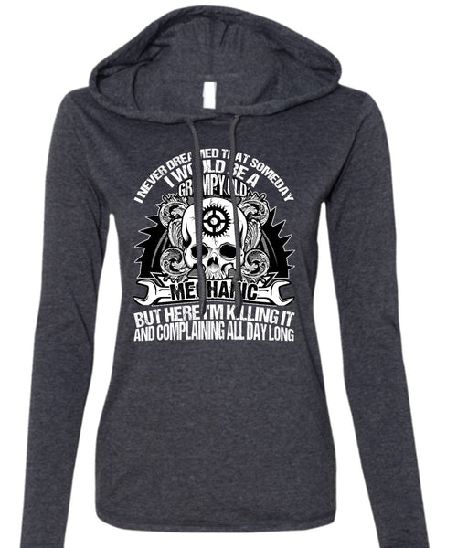 Grumpy Old Mechanic T Shirt, Being A Mechanic T Shirt (Anvil Ladies Ringspun Hooded)