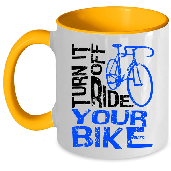 Awesome Bikers Coffee Mug, Turn Off Ride Your Bike Accent Mug
