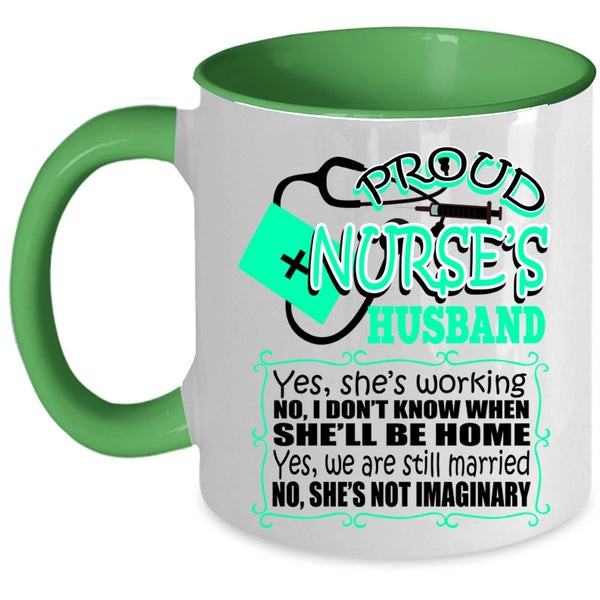Cool Just Married Coffee Mug, Proud Nurse's Husband Accent Mug