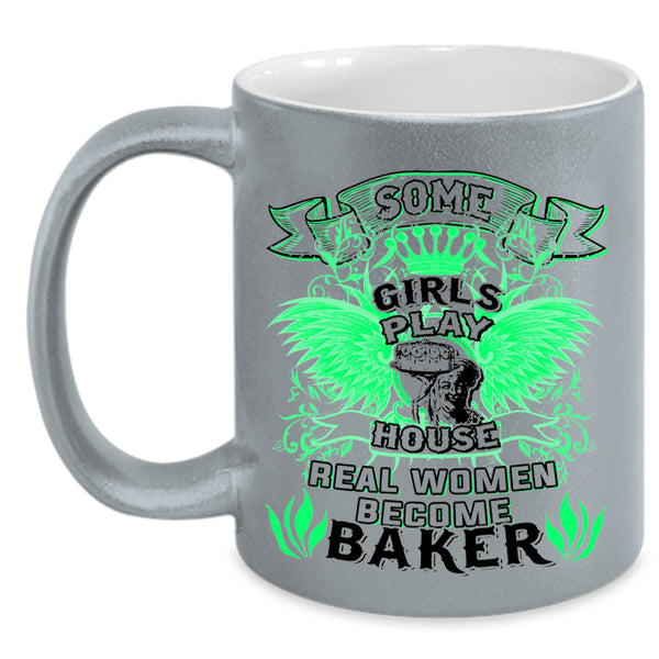 Beautiful Lady Coffee Mug, Real Women Become Baker Accent Mug