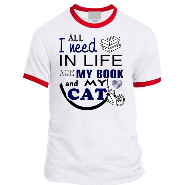 All I Need In Life Are My Book And My Cat T Shirt, I Love Cat T Shirt, Cool Pets T Shirt