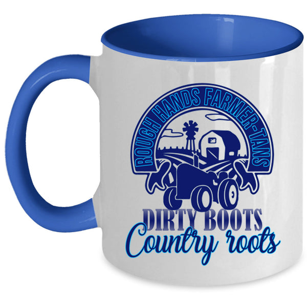 Dirt Boots Coffee Mug, Rough Hands Farmer Tans Accent Mug