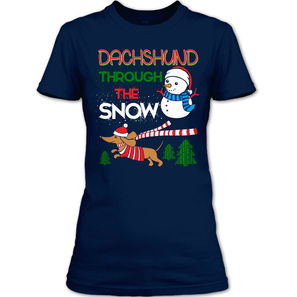 Dachshund Through The Snow T Shirt, Coolest Merry Christmas T Shirt