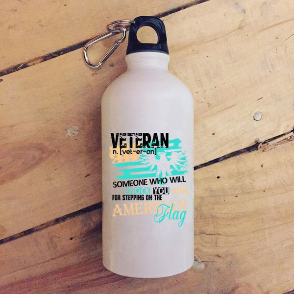 Cool Veteran 20 oz Stainless Steel Bottle,The American Flag Outdoor Sports Water Bottle