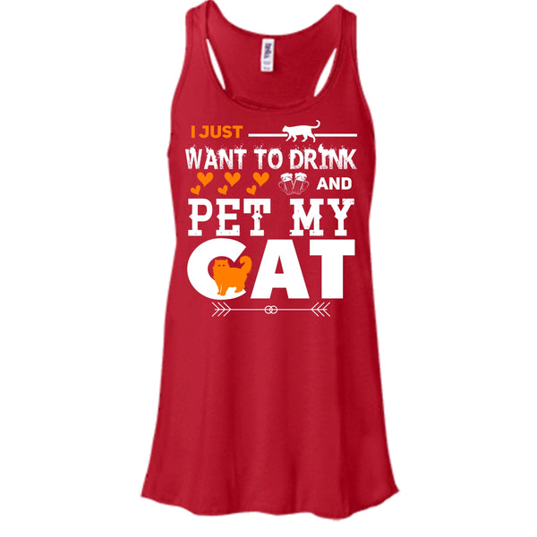 I Just Want To Drink And Pet My Cat Shirt, Cool Cat Shirt
