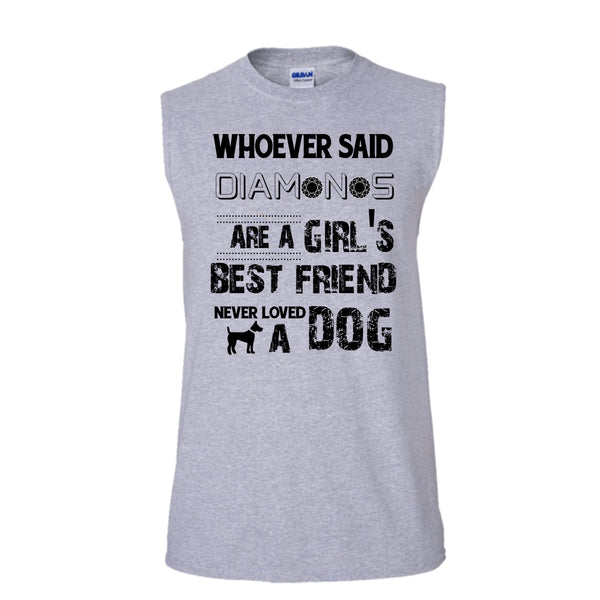 Girl's Best Friend Never Loved A Dog Shirt, Cool Dog Shirt (Men's Cotton Sleeveless)