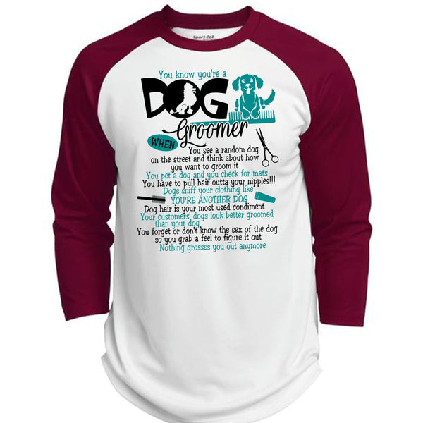 You Know You're A Dog Groomer T Shirt, I Love My Dog T Shirt, Awesome T-Shirts  (Polyester Game Baseball Jersey)