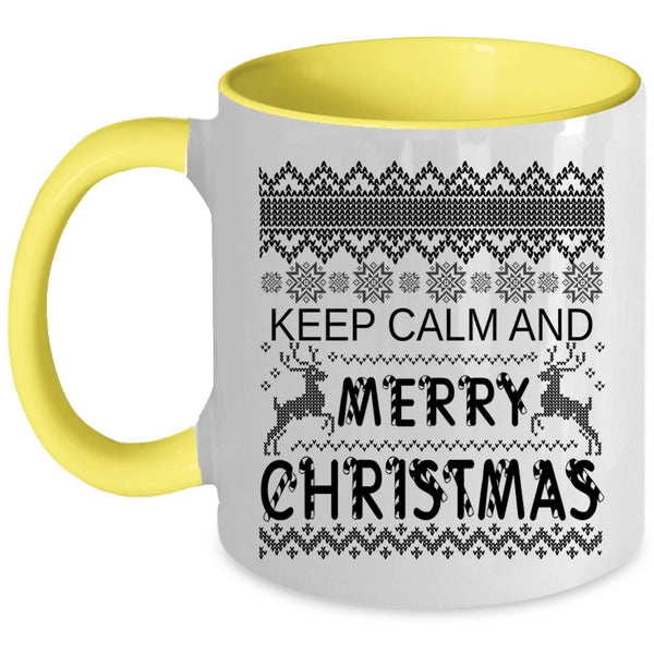 Cute Christmas Coffee Mug, Keep Calm And Merry Christmas Accent Mug