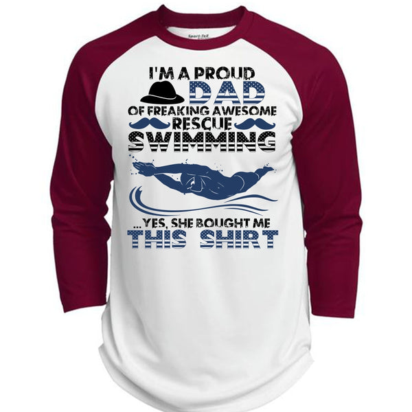 I'm A Proud Dad T Shirt, Rescue Swimming T Shirt, Awesome T-Shirts  (Polyester Game Baseball Jersey)