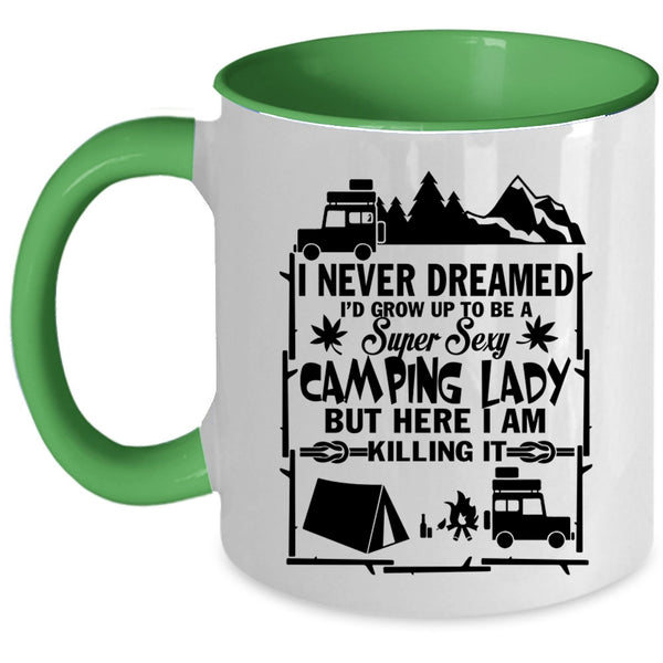 Pretty Girls Coffee Mug, I'd Grow Up To Be A Camping Lady Accent Mug