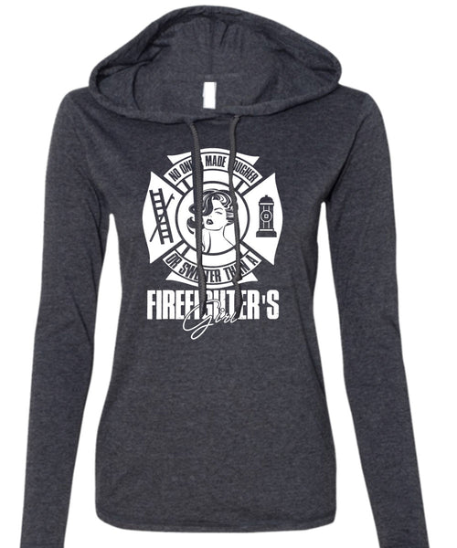 Sweetest Than A Firefighter's Girl T Shirt, Being A Firefighter T Shirt (Anvil Ladies Ringspun Hooded)