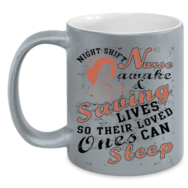 Cool Nurse Coffee Mug, Nurse Awake And Saving Lives Accent Mug
