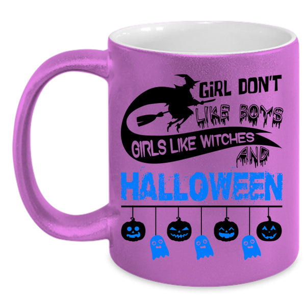 Cute Girls Coffee Mug, Girls Like Witches And Halloween Accent Mug