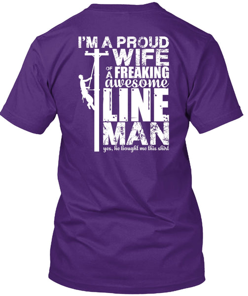 I'm A Proud Wife T Shirt, Awesome Lineman T Shirt