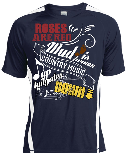 Roses Are Red T Shirt, Country Music Up Tailgates Down T Shirt, Cool Shirt