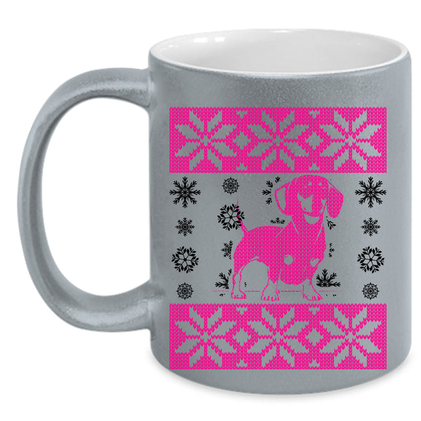 Ugly Christmas Coffee Mug, Cute Dachshund Accent Mug