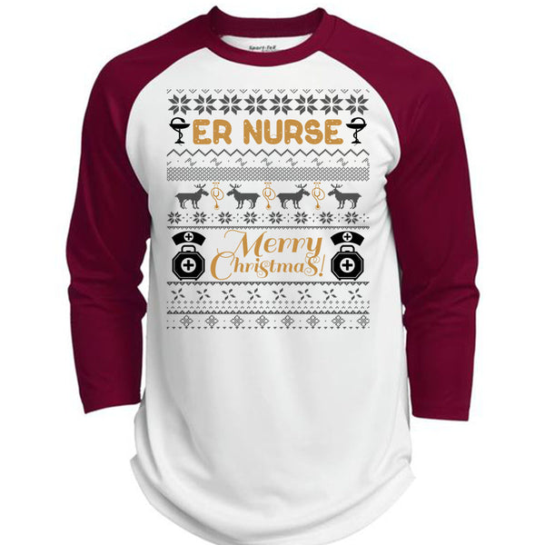 ER Nurse Merry Christmas T Shirt, I Love Nursing T Shirt, Awesome T-Shirts  (Polyester Game Baseball Jersey)