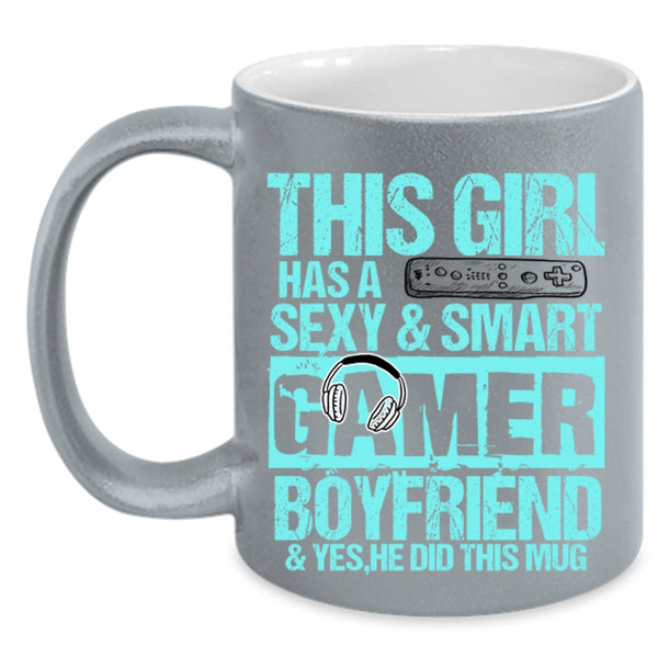 Pretty Girls Coffee Mug, This Girl Has A Smart Gamer Boyfriend Accent Mug