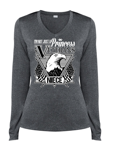 I'm Not Just A Princess Veterans Niece T Shirt, Being A Veteran T Shirt, Cool Shirt (Ladies LS Heather V-Neck)