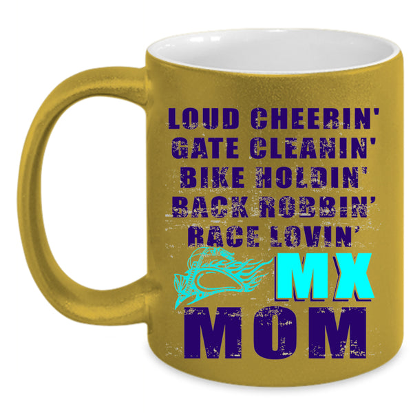 Bike Holding Race Loving Coffee Mug, Loud Cheering Gate Cleaning Accent Mug