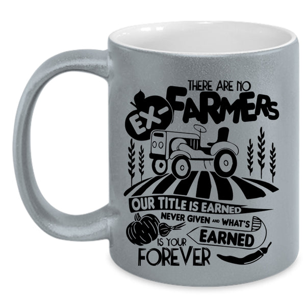 Awesome Farmers Coffee Mug, There Are No Ex-Farmers Accent Mug