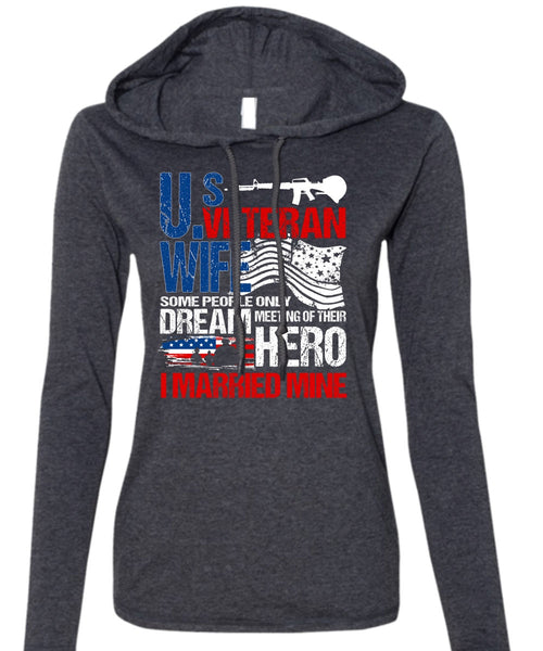 US Veteran Wife T Shirt, I Married Mine T Shirt (Anvil Ladies Ringspun Hooded)