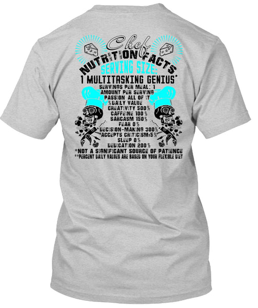 Chef Nutrition Facts T Shirt, I Love Cooking T Shirt