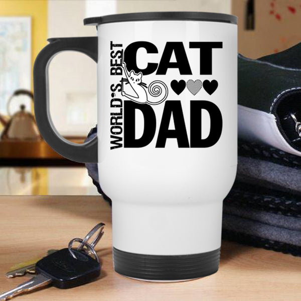 Cool Cat Dad Travel Mug, World's Best Cat Dad Mug