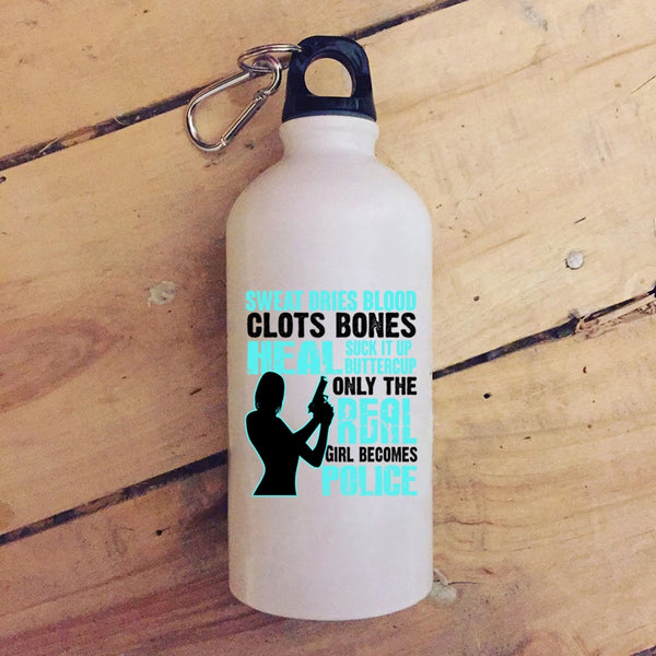 Only The Real Girl Becomes Police 20 oz Stainless Steel Bottle,Awesome Girls Outdoor Sports Water Bottle
