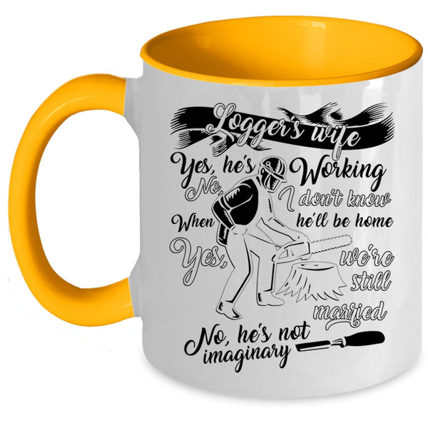 Cool Just Married Coffee Mug, Logger's Wife Accent Mug