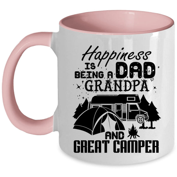 Grandpa And Great Camper Coffee Mug, Happiness Is Being A Dad Accent Mug