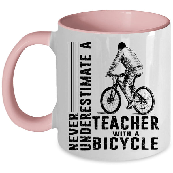 Cool Teacher Coffee Mug, Teacher With A Bicycle Accent Mug