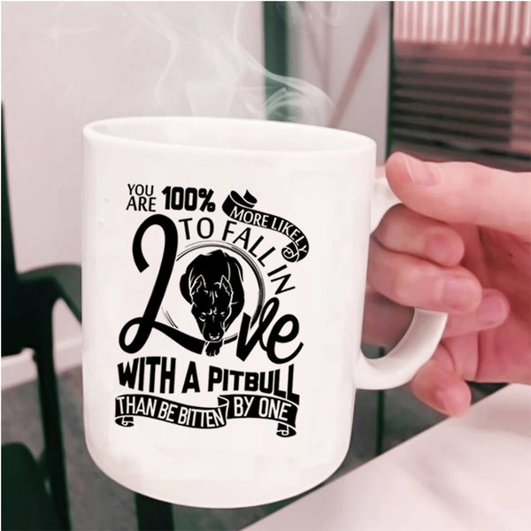 Cute Pitbull Owner Coffee Mug, Fall In Love With A Pitbull Cup