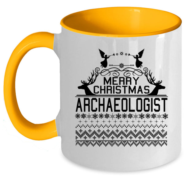 Archaeologist Coffee Mug, Merry Christmas Accent Mug