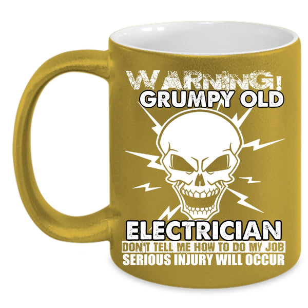 Grumpy Old Electrician Coffee Mug, Funny Gift For Grandfather Coffee Cup