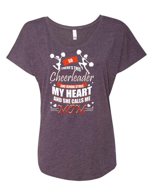 She Calls Me Mom T Shirt, There's This Cheerleader T Shirt, Cool Shirt (Ladies' Triblend Dolman Sleeve)