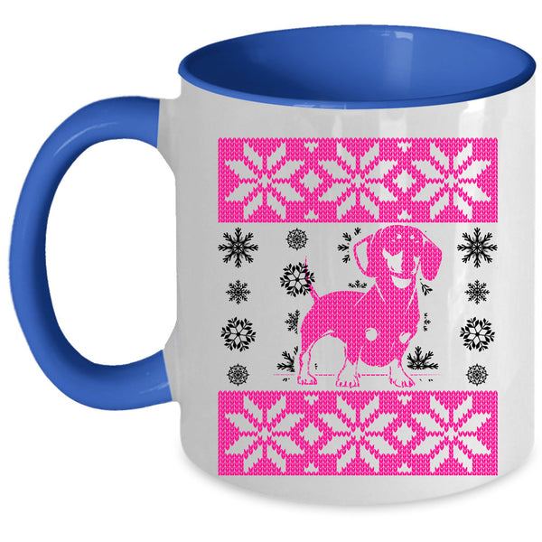 Ugly Christmas Coffee Mug, Cute Dachshund Accent Mug