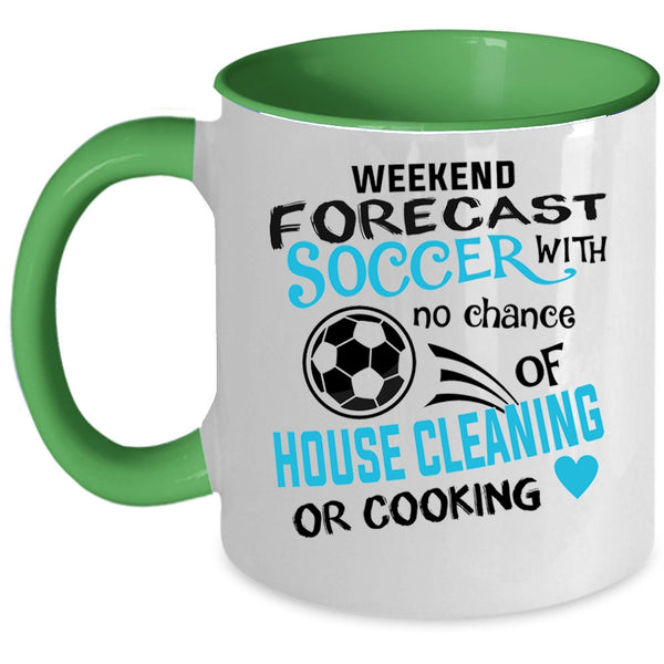 Funny Gift For Soccer Player Coffee Mug, Weekend Forecast Soccer Accent Mug