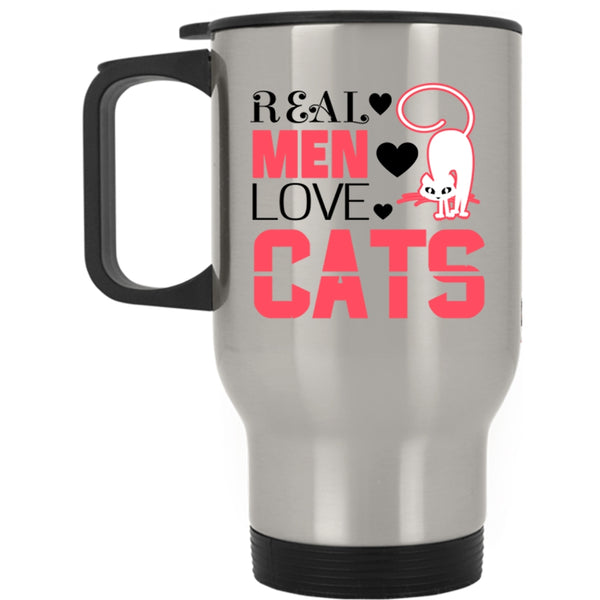 Awesome Gift For My Son Travel Mug, Real Men Love Cats Mug