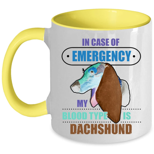 Cute Dachshunds Coffee Mug, My Blood Type Is Dachshund Accent Mug