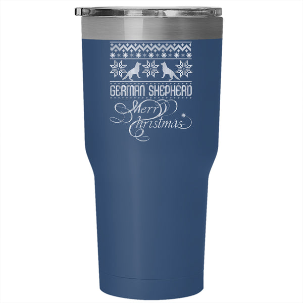 German Shepherd Tumbler 30 oz Stainless Steel, Merry Christmas Travel Mug