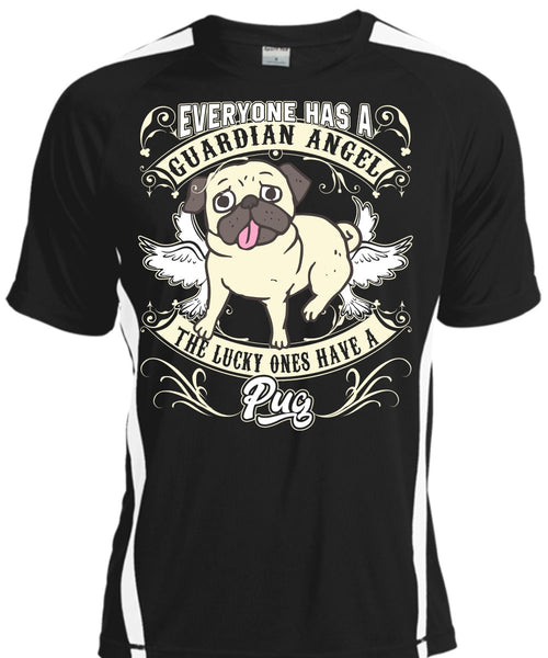 A black t-shirt with the shopify logo