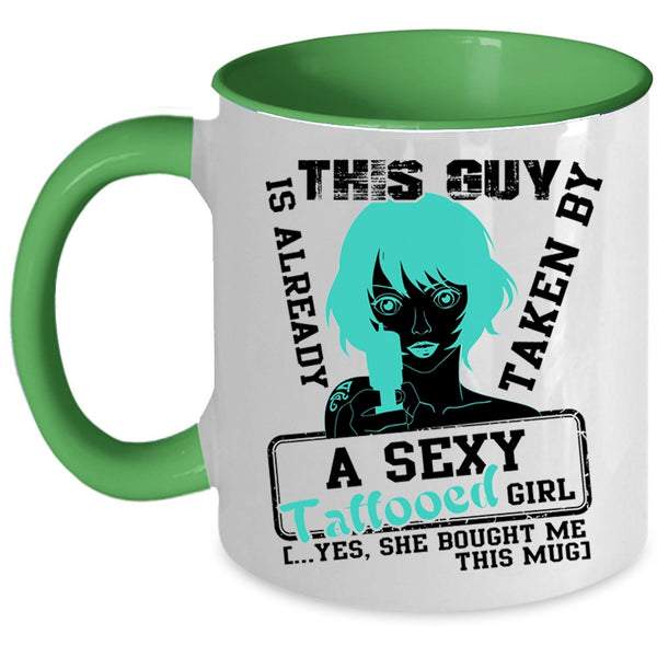 Married Coffee Mug, This Guy Is Already Taken By A Tattooed Girl Accent Mug