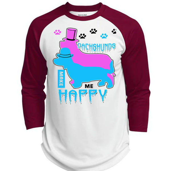 Dachshunds Make Me Happy T Shirt, I Love My Dogs T Shirt, Awesome T-Shirts  (Polyester Game Baseball Jersey)