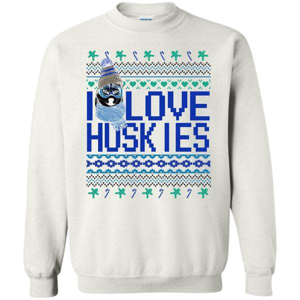 Dog Merry Christmas T Shirt, I Love Huskies Sweatshirt
